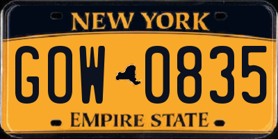 NY license plate GOW0835