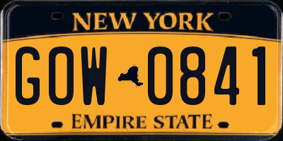 NY license plate GOW0841