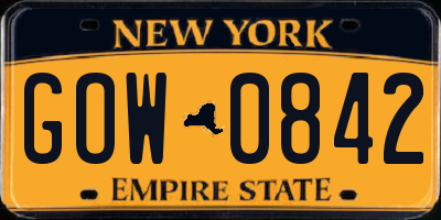 NY license plate GOW0842