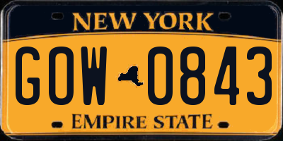 NY license plate GOW0843