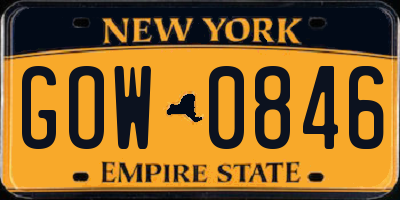 NY license plate GOW0846