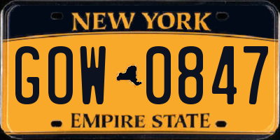 NY license plate GOW0847