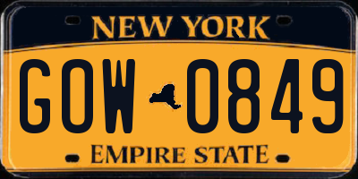 NY license plate GOW0849
