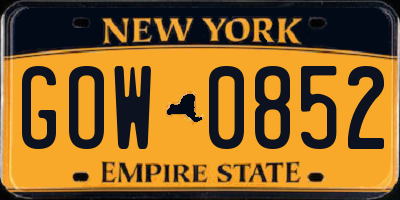 NY license plate GOW0852