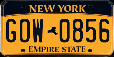 NY license plate GOW0856