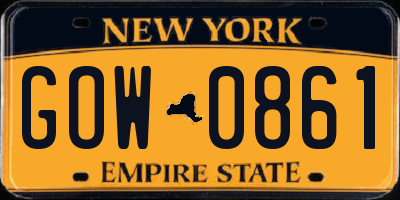 NY license plate GOW0861