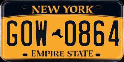 NY license plate GOW0864