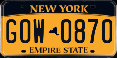 NY license plate GOW0870