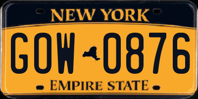 NY license plate GOW0876
