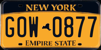 NY license plate GOW0877