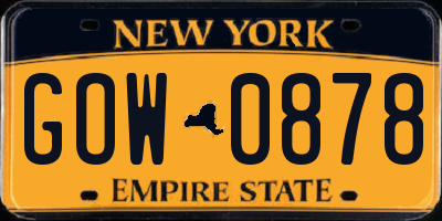 NY license plate GOW0878
