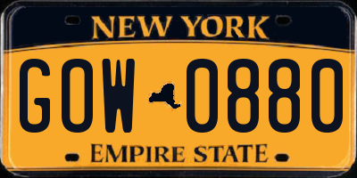 NY license plate GOW0880