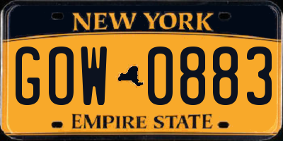 NY license plate GOW0883