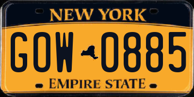 NY license plate GOW0885