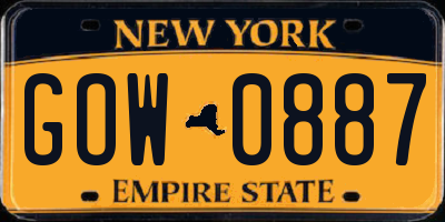 NY license plate GOW0887