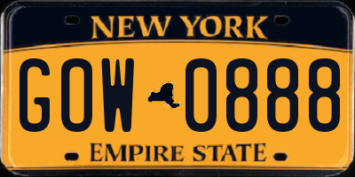 NY license plate GOW0888
