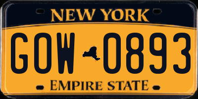 NY license plate GOW0893