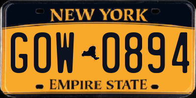 NY license plate GOW0894