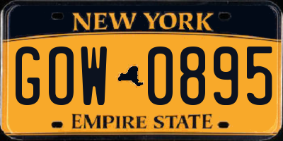 NY license plate GOW0895