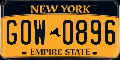 NY license plate GOW0896