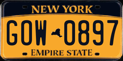 NY license plate GOW0897