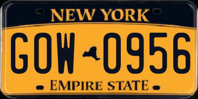 NY license plate GOW0956