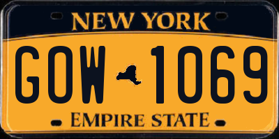 NY license plate GOW1069