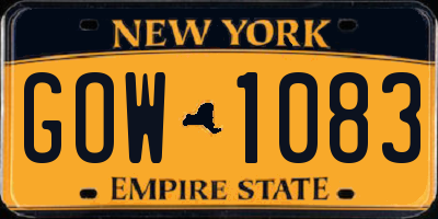 NY license plate GOW1083