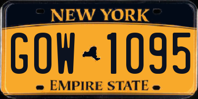 NY license plate GOW1095