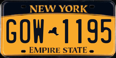 NY license plate GOW1195