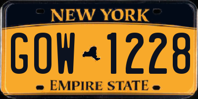 NY license plate GOW1228