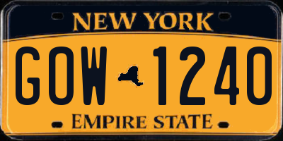 NY license plate GOW1240