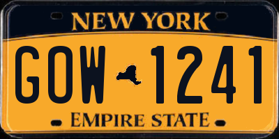 NY license plate GOW1241