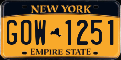 NY license plate GOW1251