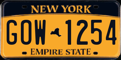 NY license plate GOW1254