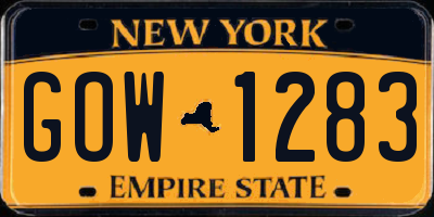 NY license plate GOW1283