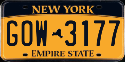 NY license plate GOW3177
