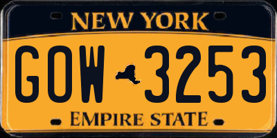 NY license plate GOW3253