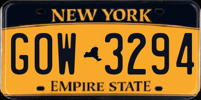 NY license plate GOW3294