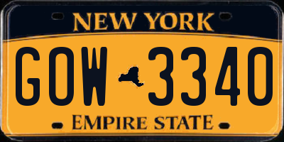 NY license plate GOW3340