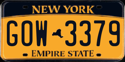 NY license plate GOW3379