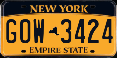 NY license plate GOW3424