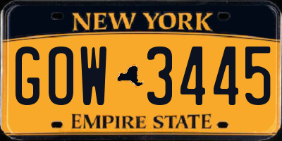 NY license plate GOW3445