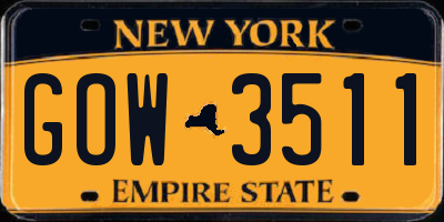 NY license plate GOW3511