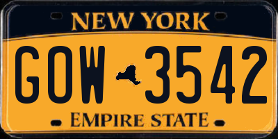NY license plate GOW3542