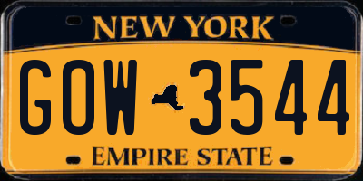 NY license plate GOW3544