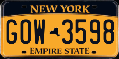 NY license plate GOW3598
