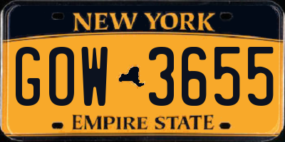 NY license plate GOW3655