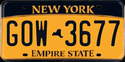 NY license plate GOW3677