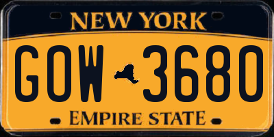 NY license plate GOW3680